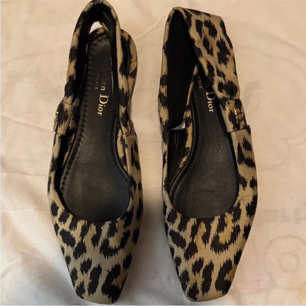 Dior Leopard Print Fabric Mizza Flats - Picture 4 of 5